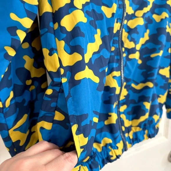 Cub Scout BSA Scouting Blue Gold Camo Hooded Windbreaker Jacket Coat Youth Sz L - Picture 10 of 14